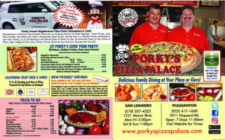 Porky's Pizza Palace menu