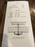 Anchor Hoagies menu