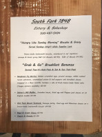 Southfork 1848 Eatery Bakeshop menu