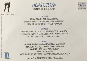 Asador Don Fernando menu