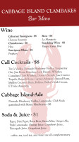 Cabbage Island Clambakes menu