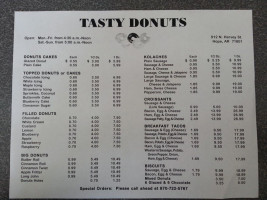 Tasty Donuts menu