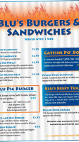 The Blu Pig menu