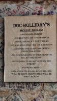 Doc Holliday's menu