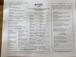 Afuri Izakaya Beaverton menu