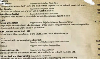Ridgeback Wines The Deck menu