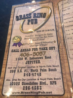 Brass Ring Pub menu