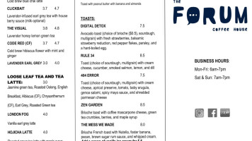 The Forum Coffee House menu