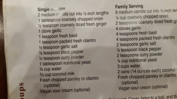 Lovin' Spoonfuls Vegetarian Restaurant menu