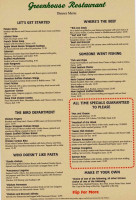 Greenhouse Caribou Inn menu