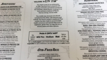 Erb Thai menu