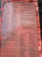 Henri's Bar menu