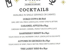 Corgi Spirits At The Jersey City Distillery menu