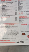 Texas Inn Cornerstone menu