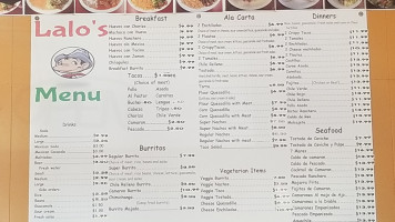 Lalo's Mexican Food menu