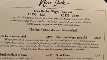 New York Steakhouse menu
