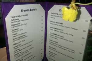 Erawan Bakery menu