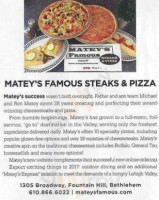 Matey's Famous Steaks Pizza food