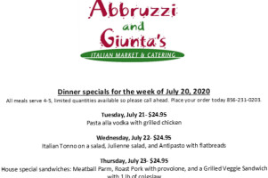 Abbruzzi Giunta's Italian Market menu