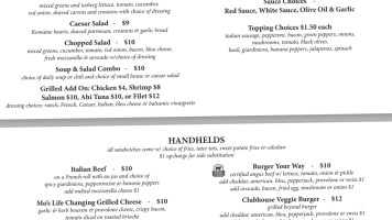 Tommy B's Clubhouse menu