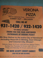 Verona Pizza menu