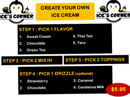 Ice's Corner menu