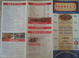 Andrea's House Of Pizza menu