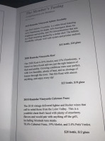 Roanoke Vineyards menu