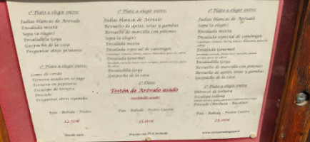 Asador Goya menu