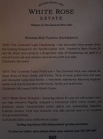 White Rose Estate menu