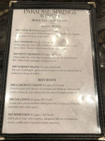 Paradise Springs Winery menu
