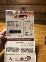 Bono's Pit -b-q menu
