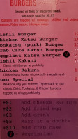 Oishii Burger menu