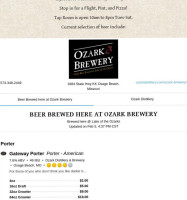 Ozark Distillery And Brewery menu