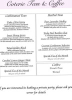 Coterie Tea And Eatery menu