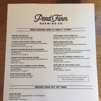 Pond Farm Brewing Company menu