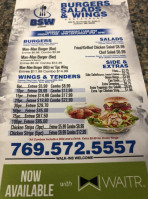 Bsw Burger, Salads, Wings food