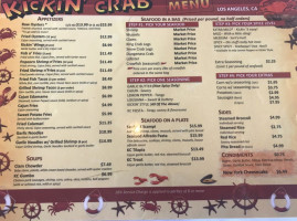 The Kickin' Crab menu