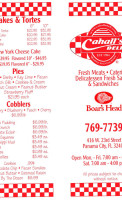 Cahall's menu