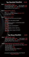 Tao Haus menu