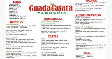 Guadalajara Taqueria menu