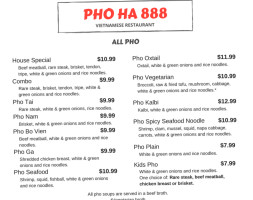 Pho Ha 888 menu