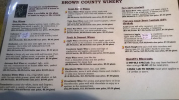 Brown County Winery menu