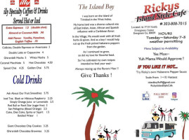 Rickys Island Style Cafe menu
