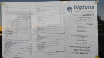 Bigtuna Japanese menu