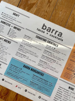 Barra Tacos Cocktails Amherst menu