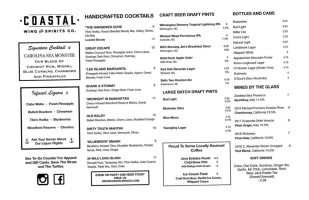 Coastal Wing Spirits Co. menu