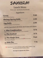 Samurai menu