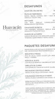 Huayacán Cuernavaca Curamoria Collection menu