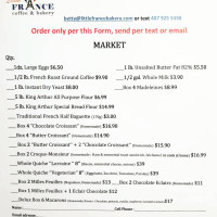 Little France Coffee Bakery menu